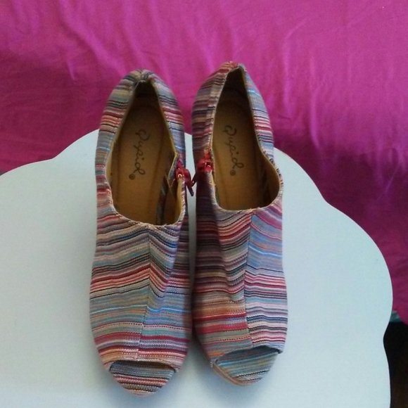 Qupid canvas wedge sandals - size 7 - Picture 2 of 7